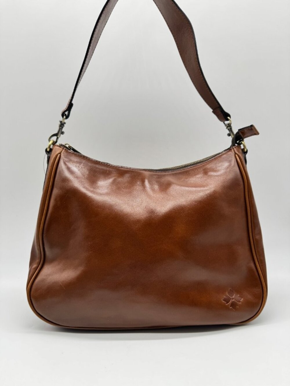 PATRICIA NASH Athani large smooth leather shoulder crossbody bag -COGNAC (Used)